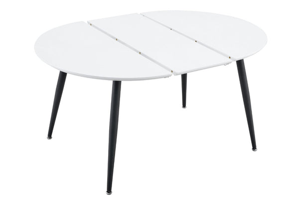 English Elm Using a Telescopic Extension Round MDF Dining Table with Sleek Black Metal Legs W1512P552996
