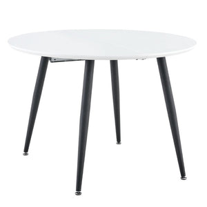English Elm Using a Telescopic Extension Round MDF Dining Table with Sleek Black Metal Legs W1512P552996