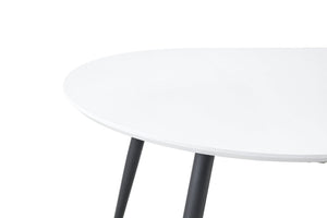 English Elm Using a Telescopic Extension Round MDF Dining Table with Sleek Black Metal Legs W1512P552996