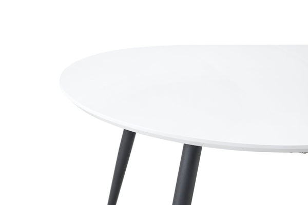 English Elm Using a Telescopic Extension Round MDF Dining Table with Sleek Black Metal Legs W1512P552996