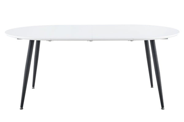 English Elm Using a Telescopic Extension Round MDF Dining Table with Sleek Black Metal Legs W1512P552996