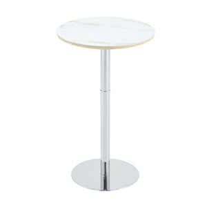 English Elm Rock Slab Round Pub Table with Stainless Steel Base for Home Bar or Bistro W1512P553005