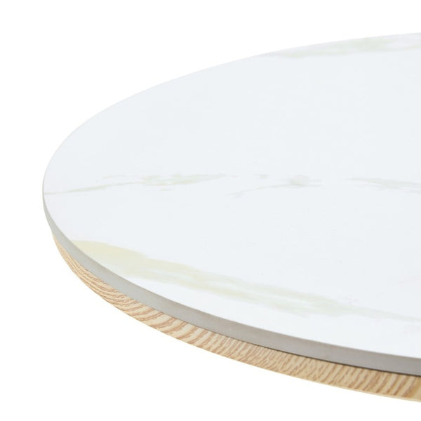 English Elm Rock Slab Round Pub Table with Stainless Steel Base for Home Bar or Bistro W1512P553005