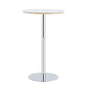 English Elm Rock Slab Round Pub Table with Stainless Steel Base for Home Bar or Bistro W1512P553005