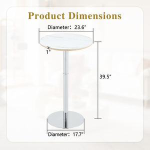 English Elm Rock Slab Round Pub Table with Stainless Steel Base for Home Bar or Bistro W1512P553005