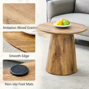 English Elm Natural Wood Grain Round MDF Coffee Table Compact Accent for Small Living Spaces W1512P553694