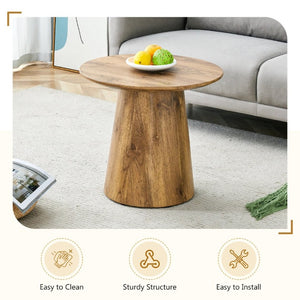 English Elm Natural Wood Grain Round MDF Coffee Table Compact Accent for Small Living Spaces W1512P553694