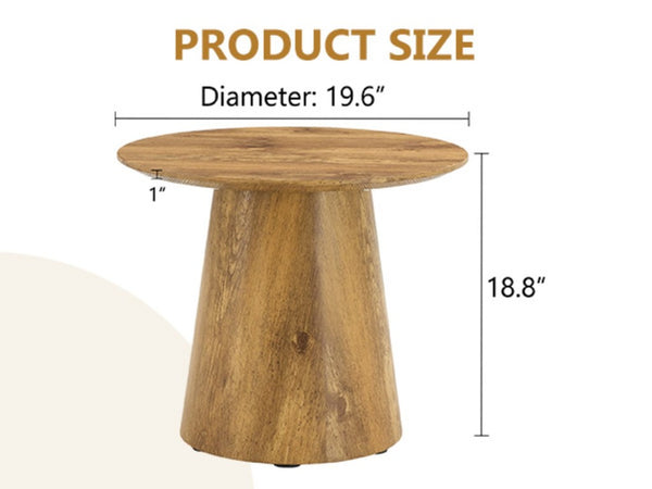 English Elm Natural Wood Grain Round MDF Coffee Table Compact Accent for Small Living Spaces W1512P553694