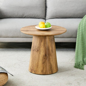 English Elm Natural Wood Grain Round MDF Coffee Table Compact Accent for Small Living Spaces W1512P553694