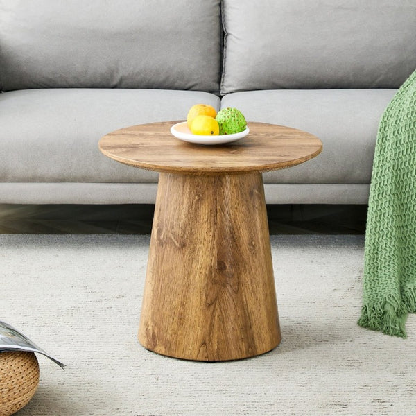 English Elm Natural Wood Grain Round MDF Coffee Table Compact Accent for Small Living Spaces W1512P553694