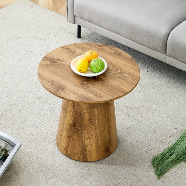 English Elm Natural Wood Grain Round MDF Coffee Table Compact Accent for Small Living Spaces W1512P553694
