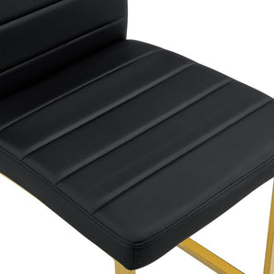 English Elm 4-Pack PU Leather Dining Chairs Iron Frame Foam Cushioned Seating for Home Office Black, Gold W1512P554447