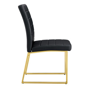 English Elm 4-Pack PU Leather Dining Chairs Iron Frame Foam Cushioned Seating for Home Office Black, Gold W1512P554447