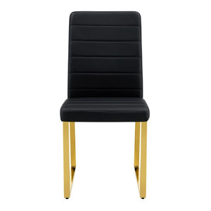 English Elm 4-Pack PU Leather Dining Chairs Iron Frame Foam Cushioned Seating for Home Office Black, Gold W1512P554447