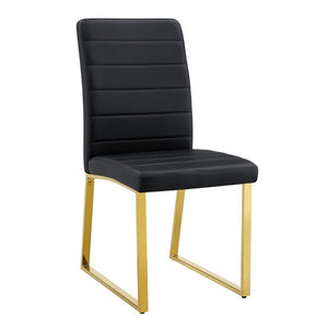 English Elm 4-Pack PU Leather Dining Chairs Iron Frame Foam Cushioned Seating for Home Office Black, Gold W1512P554447