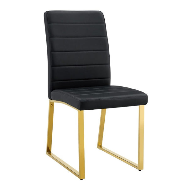 English Elm 4-Pack PU Leather Dining Chairs Iron Frame Foam Cushioned Seating for Home Office Black, Gold W1512P554447