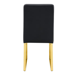 English Elm 4-Pack PU Leather Dining Chairs Iron Frame Foam Cushioned Seating for Home Office Black, Gold W1512P554447