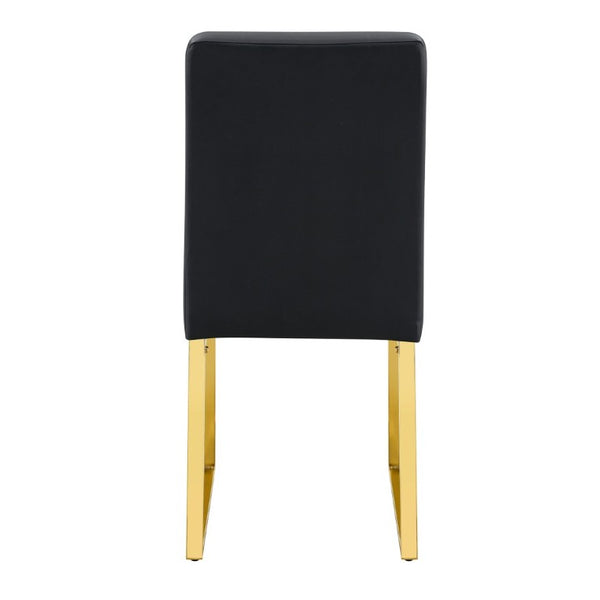 English Elm 4-Pack PU Leather Dining Chairs Iron Frame Foam Cushioned Seating for Home Office Black, Gold W1512P554447