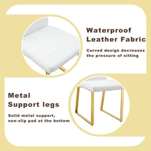 English Elm 4-Pack PU Leather Dining Chairs Iron Frame Foam Cushioned Seating for Home Office Gold, White W1512P554452