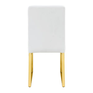 English Elm 4-Pack PU Leather Dining Chairs Iron Frame Foam Cushioned Seating for Home Office Gold, White W1512P554452
