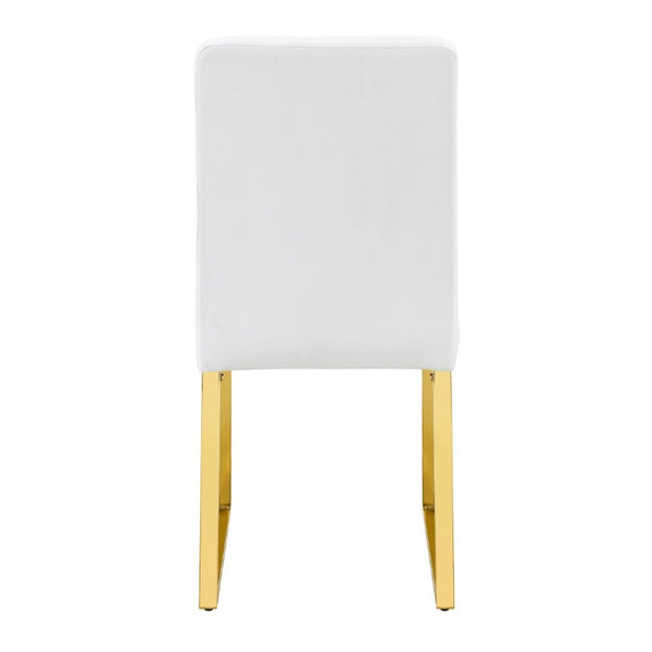 English Elm 4-Pack PU Leather Dining Chairs Iron Frame Foam Cushioned Seating for Home Office Gold, White W1512P554452