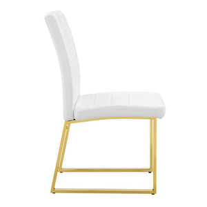 English Elm 4-Pack PU Leather Dining Chairs Iron Frame Foam Cushioned Seating for Home Office Gold, White W1512P554452