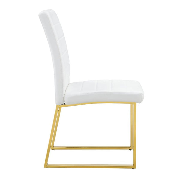 English Elm 4-Pack PU Leather Dining Chairs Iron Frame Foam Cushioned Seating for Home Office Gold, White W1512P554452
