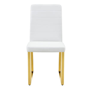 English Elm 4-Pack PU Leather Dining Chairs Iron Frame Foam Cushioned Seating for Home Office Gold, White W1512P554452