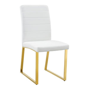 English Elm 4-Pack PU Leather Dining Chairs Iron Frame Foam Cushioned Seating for Home Office Gold, White W1512P554452