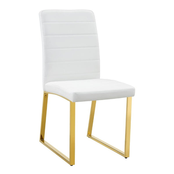 English Elm 4-Pack PU Leather Dining Chairs Iron Frame Foam Cushioned Seating for Home Office Gold, White W1512P554452