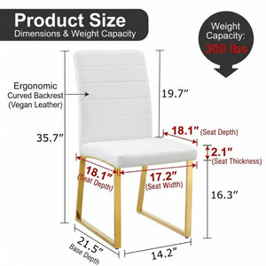 English Elm 4-Pack PU Leather Dining Chairs Iron Frame Foam Cushioned Seating for Home Office Gold, White W1512P554452