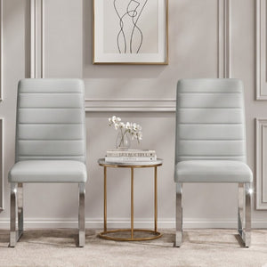 English Elm 2-Pack PU Leather Dining Office Chairs with Iron Legs and High-Density Foam Cushioning W1512P554489