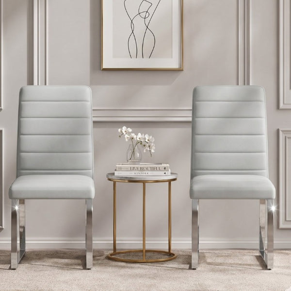 English Elm 2-Pack PU Leather Dining Office Chairs with Iron Legs and High-Density Foam Cushioning W1512P554489