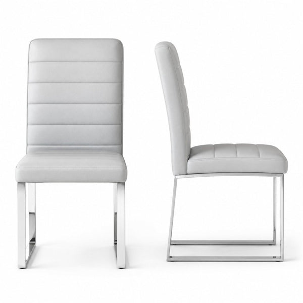 English Elm 2-Pack PU Leather Dining Office Chairs with Iron Legs and High-Density Foam Cushioning W1512P554489