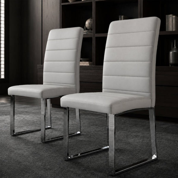 English Elm 2-Pack PU Leather Dining Office Chairs with Iron Legs and High-Density Foam Cushioning W1512P554489