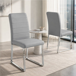 English Elm 2-Pack PU Leather Dining Office Chairs with Iron Legs and High-Density Foam Cushioning W1512P554489