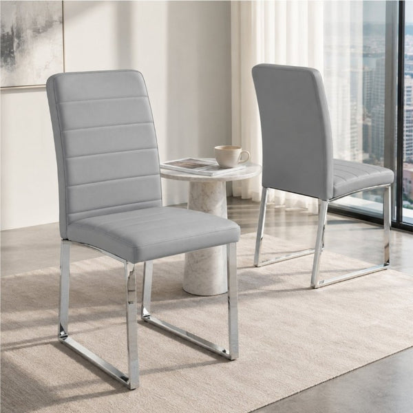 English Elm 2-Pack PU Leather Dining Office Chairs with Iron Legs and High-Density Foam Cushioning W1512P554489