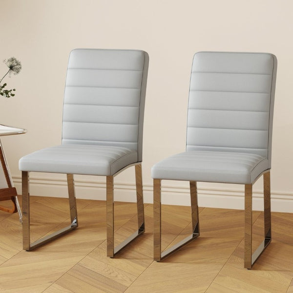 English Elm 2-Pack PU Leather Dining Office Chairs with Iron Legs and High-Density Foam Cushioning W1512P554489