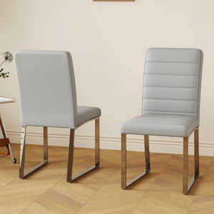 English Elm 2-Pack PU Leather Dining Office Chairs with Iron Legs and High-Density Foam Cushioning W1512P554489