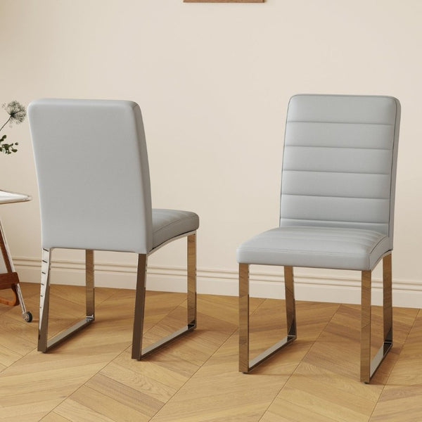 English Elm 2-Pack PU Leather Dining Office Chairs with Iron Legs and High-Density Foam Cushioning W1512P554489