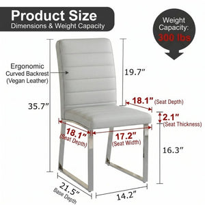 English Elm 2-Pack PU Leather Dining Office Chairs with Iron Legs and High-Density Foam Cushioning W1512P554489