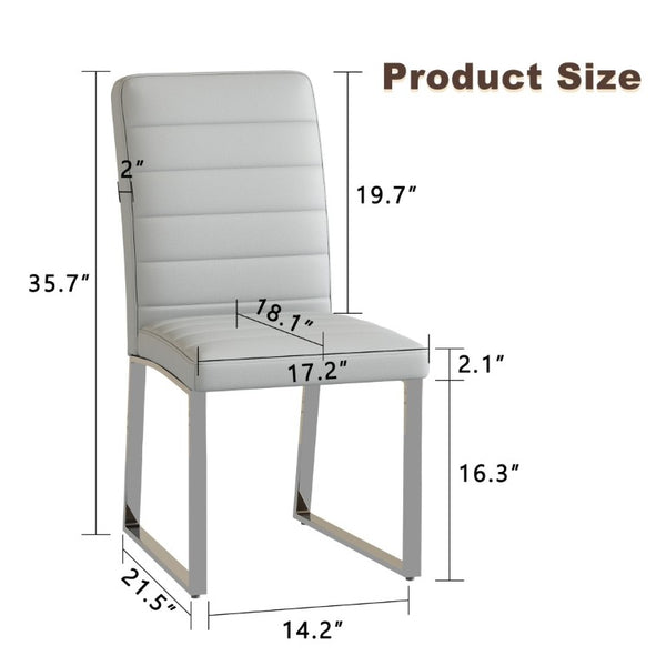 English Elm 2-Pack PU Leather Dining Office Chairs with Iron Legs and High-Density Foam Cushioning W1512P554489