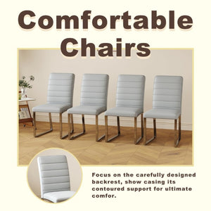English Elm 2-Pack PU Leather Dining Office Chairs with Iron Legs and High-Density Foam Cushioning W1512P554489
