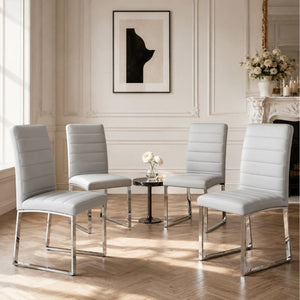 English Elm 4-Pack PU Leather Dining Chairs with Iron Frame and Thick Foam Cushions for Home Office W1512P554493
