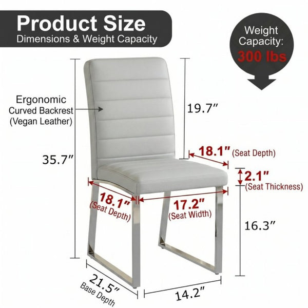 English Elm 4-Pack PU Leather Dining Chairs with Iron Frame and Thick Foam Cushions for Home Office W1512P554493