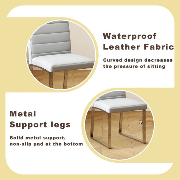 English Elm 4-Pack PU Leather Dining Chairs with Iron Frame and Thick Foam Cushions for Home Office W1512P554493