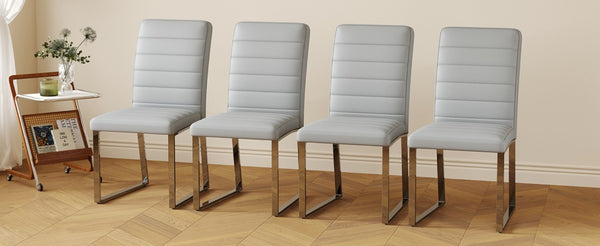 English Elm 4-Pack PU Leather Dining Chairs with Iron Frame and Thick Foam Cushions for Home Office W1512P554493