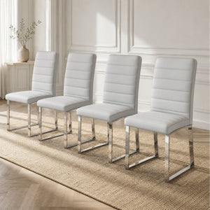 English Elm 4-Pack PU Leather Dining Chairs with Iron Frame and Thick Foam Cushions for Home Office W1512P554493