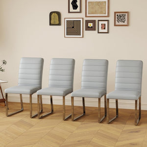 English Elm 4-Pack PU Leather Dining Chairs with Iron Frame and Thick Foam Cushions for Home Office W1512P554493