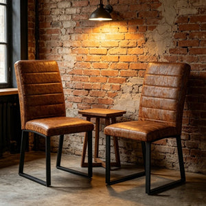 English Elm 2-Pack PU Leather Dining Chairs with Dense Foam Cushion and Iron Legs for Home or Office W1512P554549